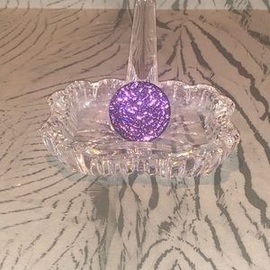 Pink crystal gunmetal ring